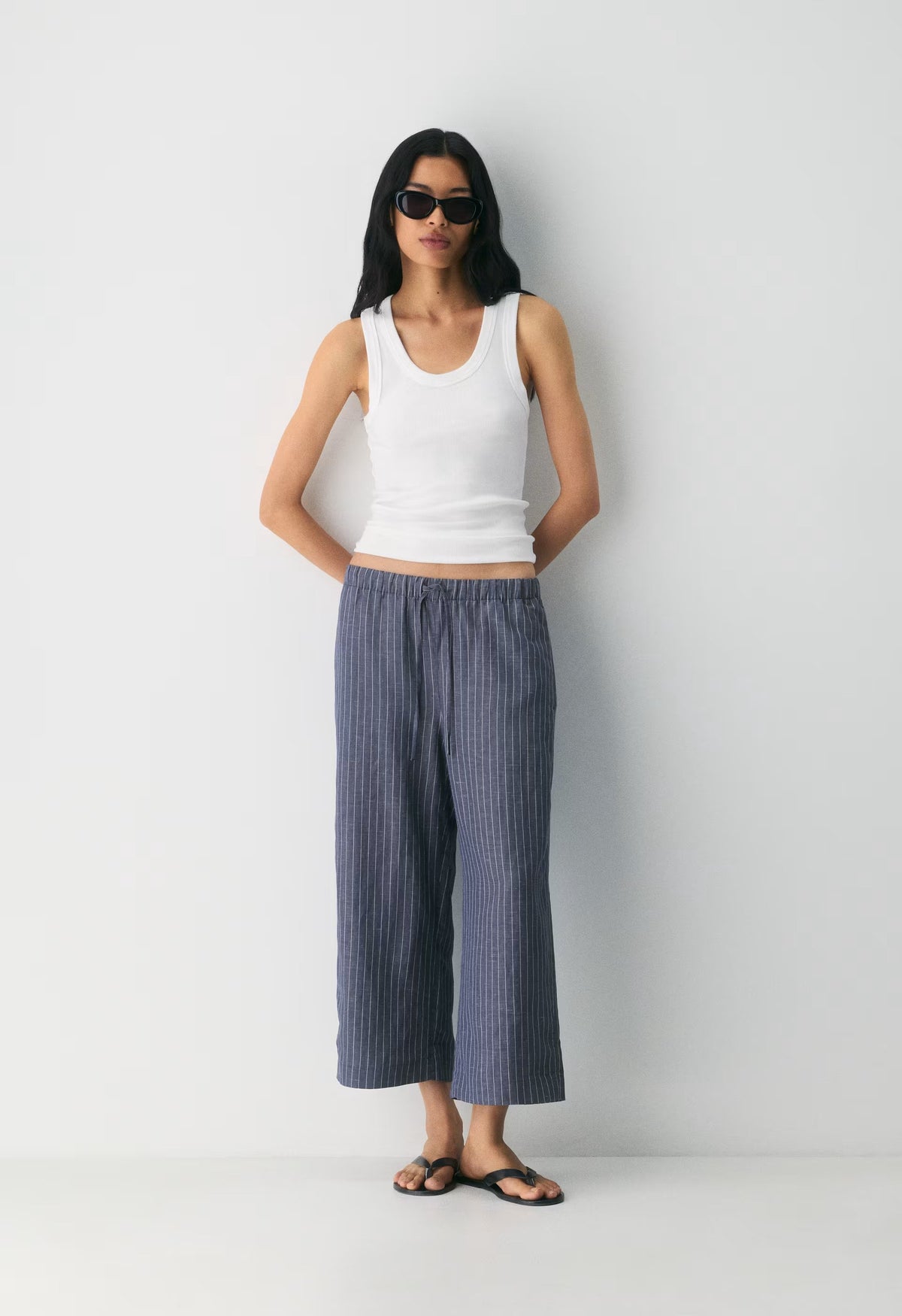 The Lodge Pant™ Cropped - CruiseLinen™ - SUSAN STRPE HRBR NV/W