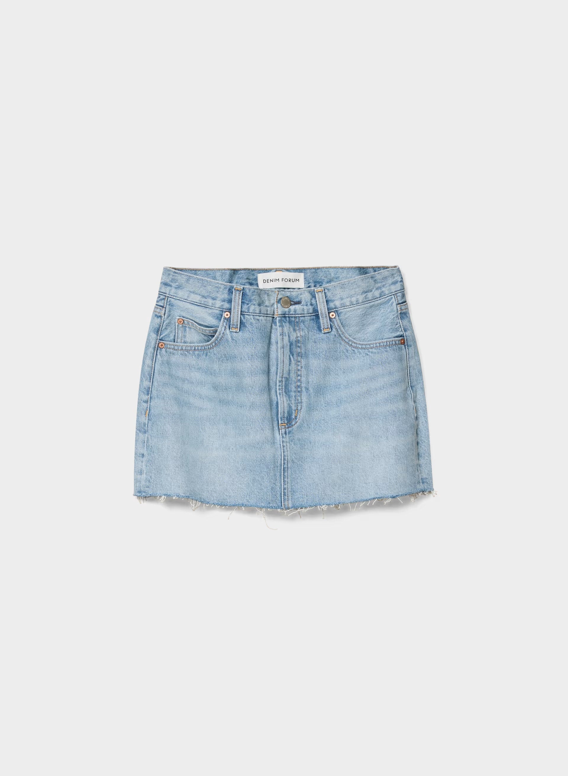 Denim Forum The ‘90s Ricci Micro Denim Skirt - 7 YRS BLEU TB RAW HEM
