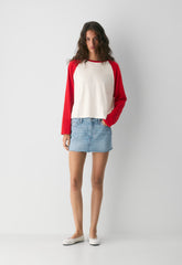 Denim Forum The ‘90s Ricci Micro Denim Skirt - 7 YRS BLEU TB RAW HEM