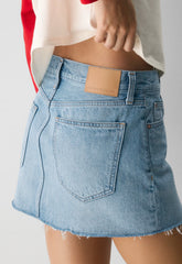 Denim Forum The ‘90s Ricci Micro Denim Skirt - 7 YRS BLEU TB RAW HEM
