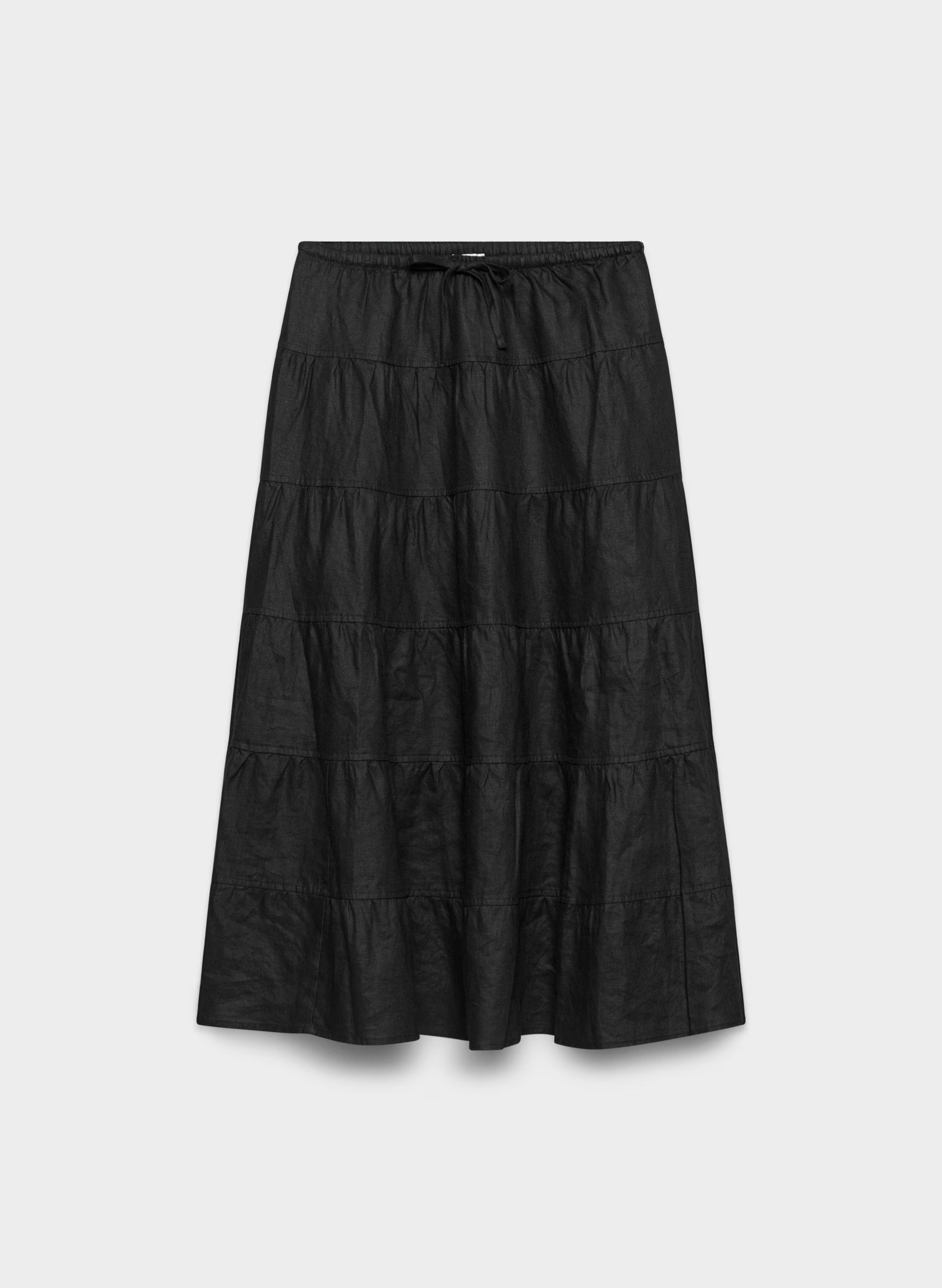 Bouquet Linen Skirt - BLACK