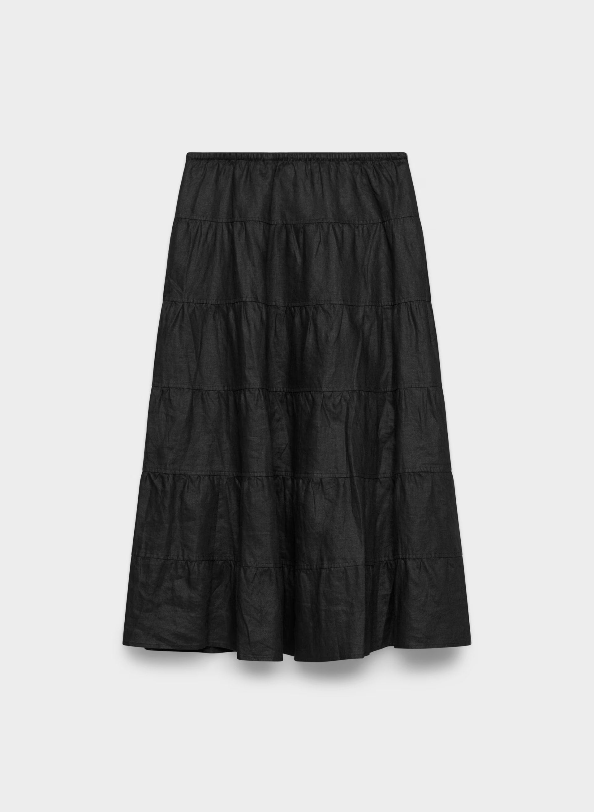 Bouquet Linen Skirt - BLACK