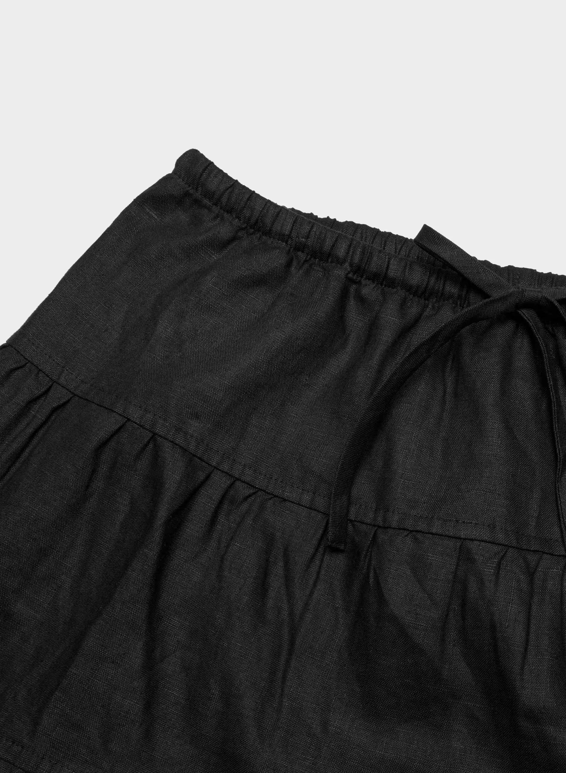 Bouquet Linen Skirt - BLACK