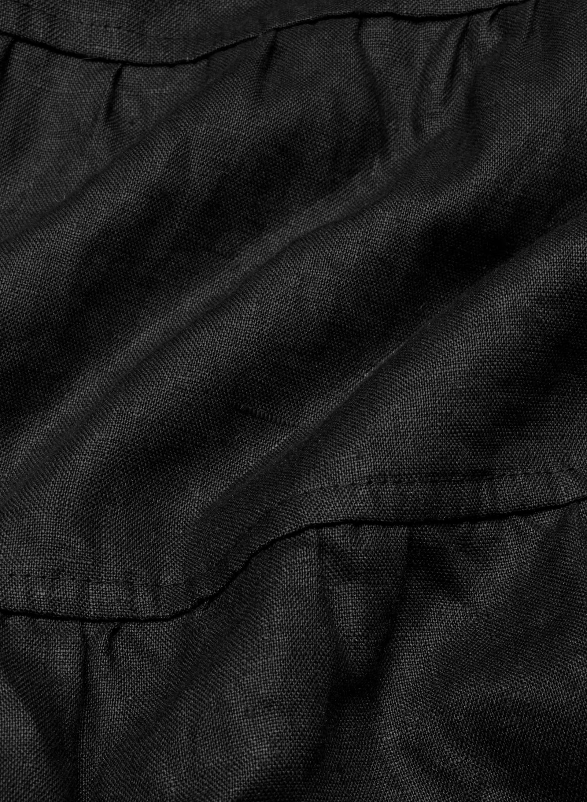Bouquet Linen Skirt - BLACK