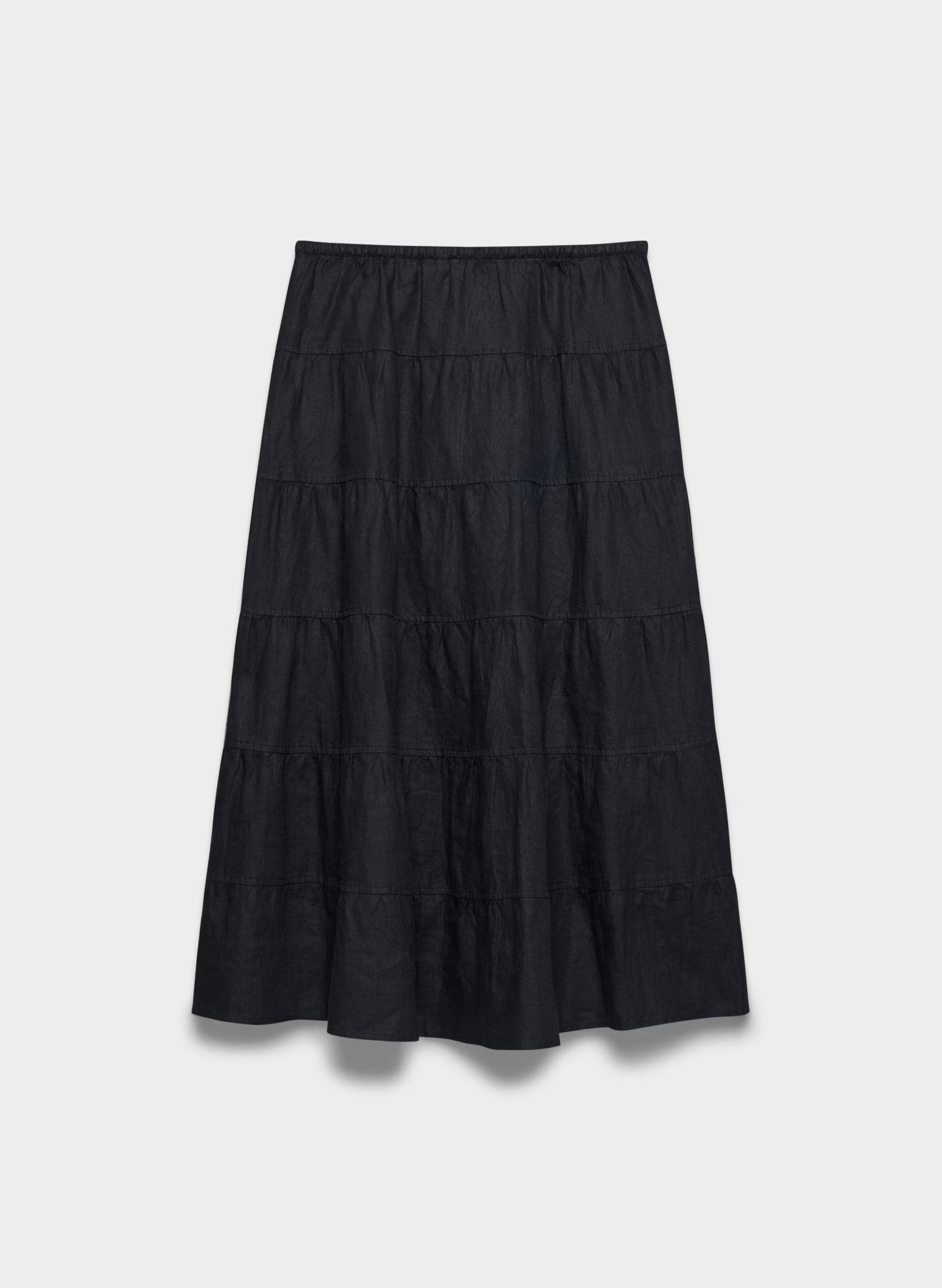 Bouquet Linen Skirt - DARK NIGHT NAVY