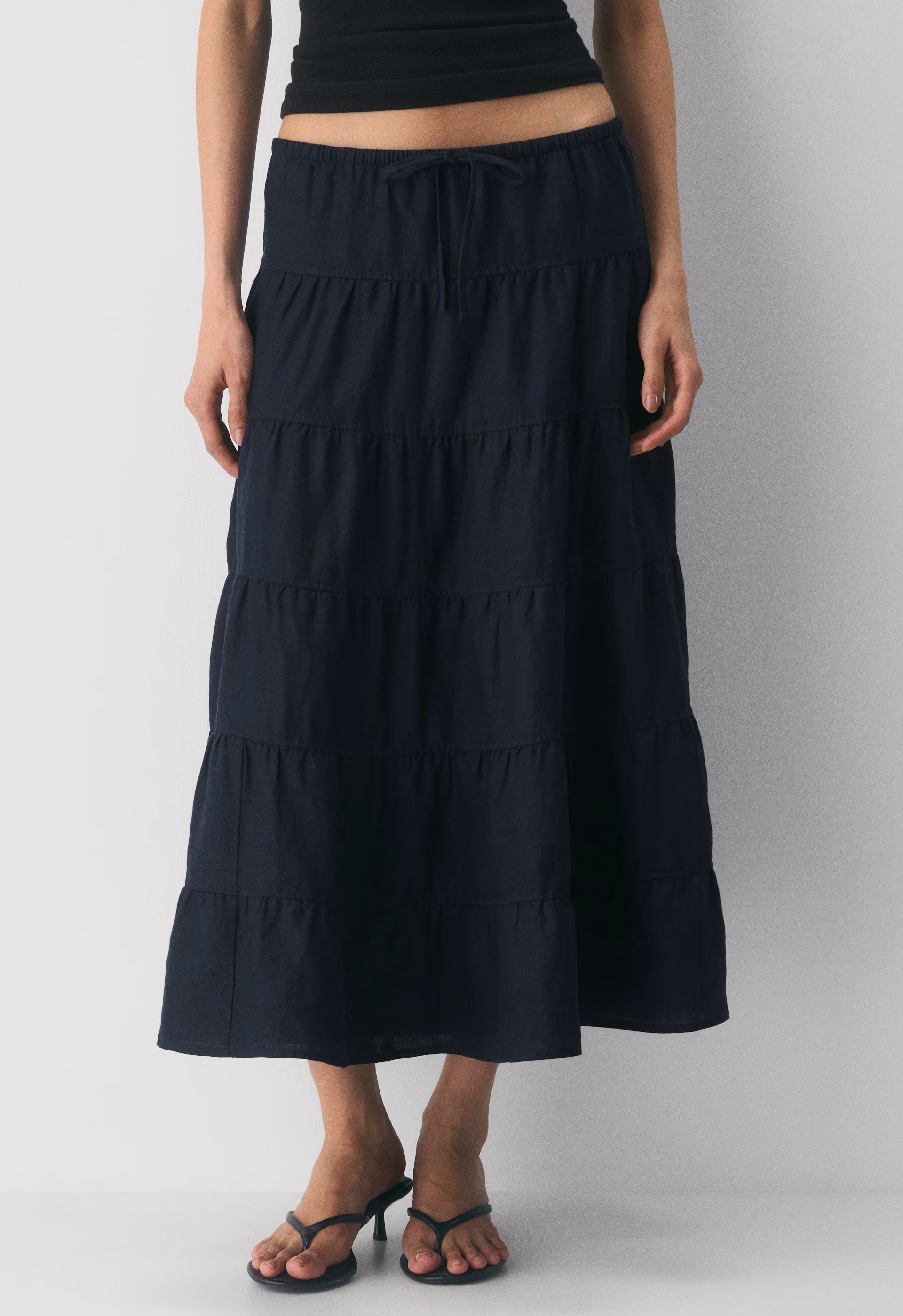 Bouquet Linen Skirt - DARK NIGHT NAVY