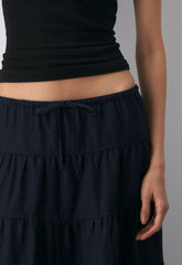 Bouquet Linen Skirt - DARK NIGHT NAVY