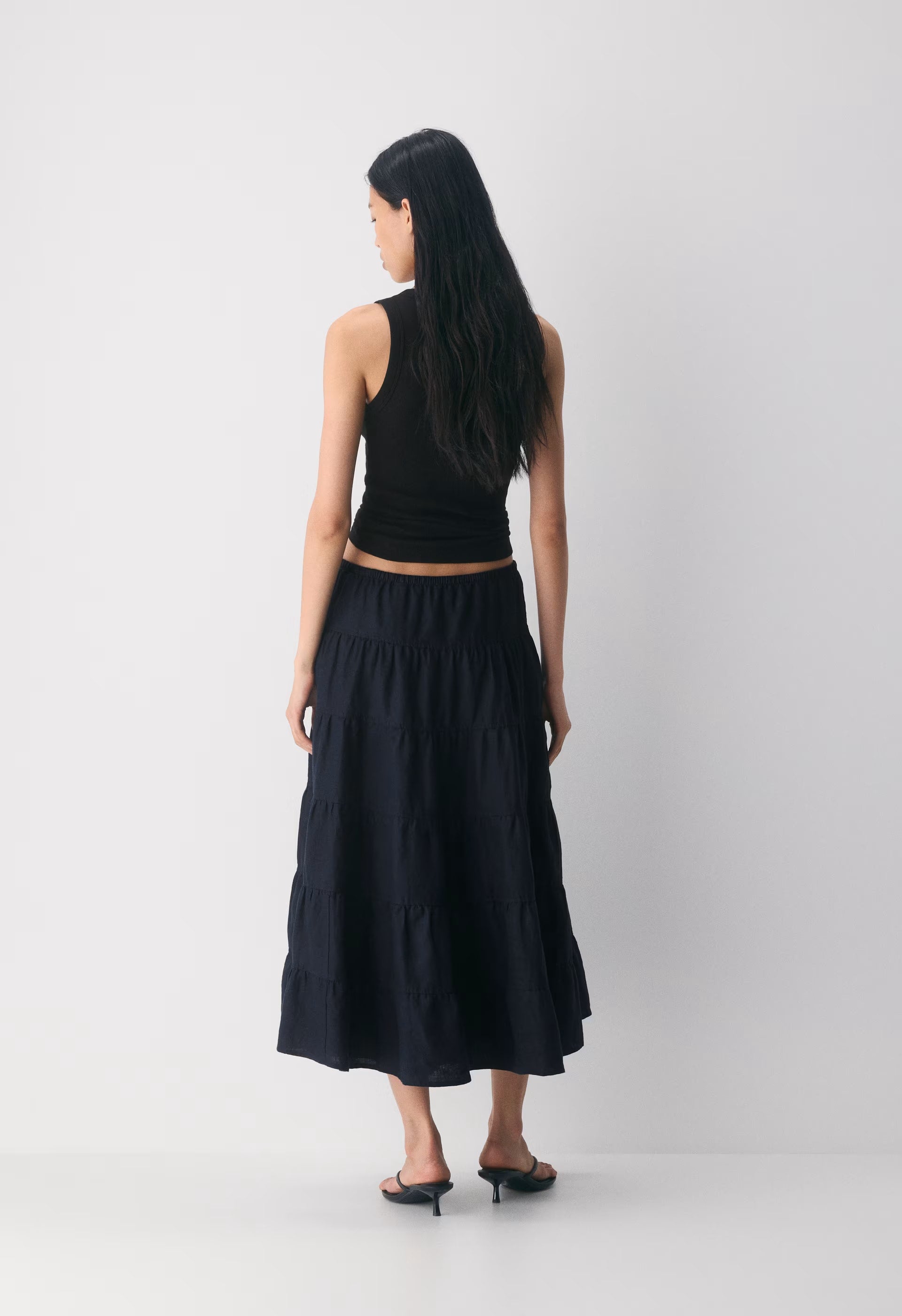 Bouquet Linen Skirt - DARK NIGHT NAVY