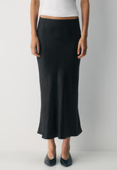Slip Satin Maxi Skirt - BLACK