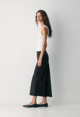 Slip Satin Maxi Skirt - BLACK