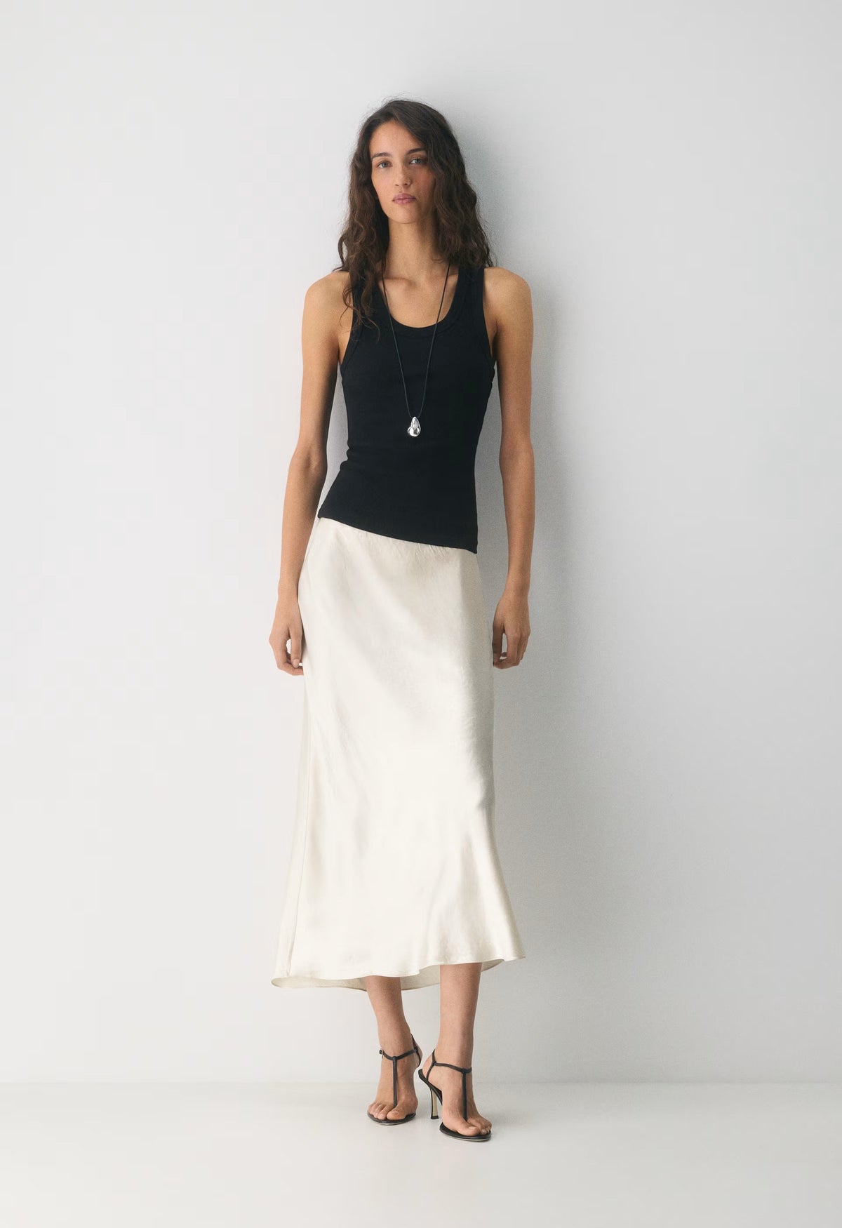 Slip Satin Maxi Skirt - MATTE PEARL