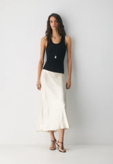 Slip Satin Maxi Skirt - MATTE PEARL
