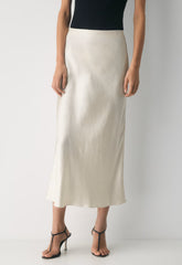 Slip Satin Maxi Skirt - MATTE PEARL