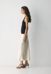 Slip Satin Maxi Skirt - MATTE PEARL