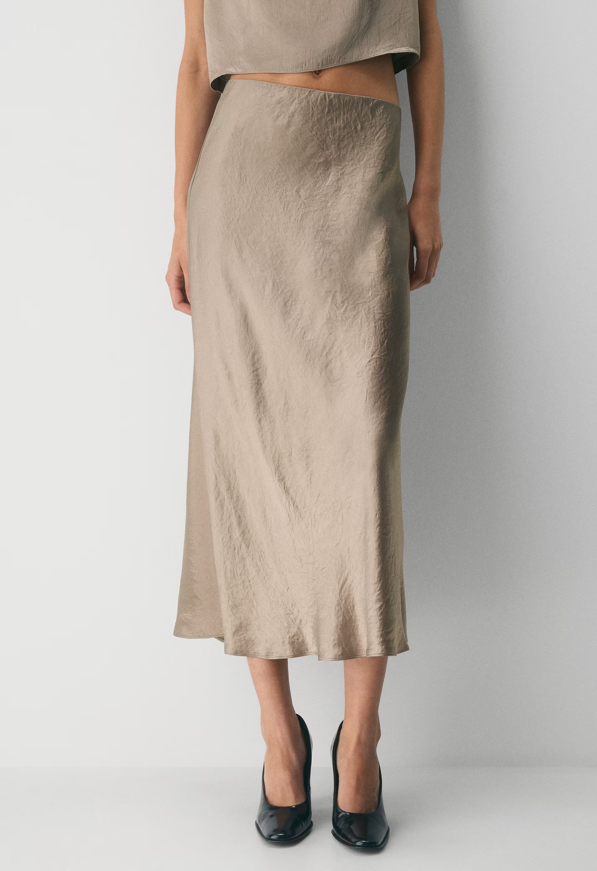 Slip Satin Maxi Skirt - NOMAD TAUPE