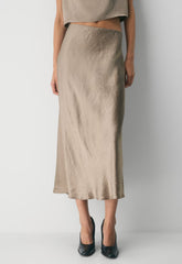 Slip Satin Maxi Skirt - NOMAD TAUPE