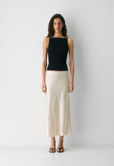 Slip Satin Maxi Skirt - METROPOLIS BEIGE