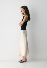 Slip Satin Maxi Skirt - METROPOLIS BEIGE