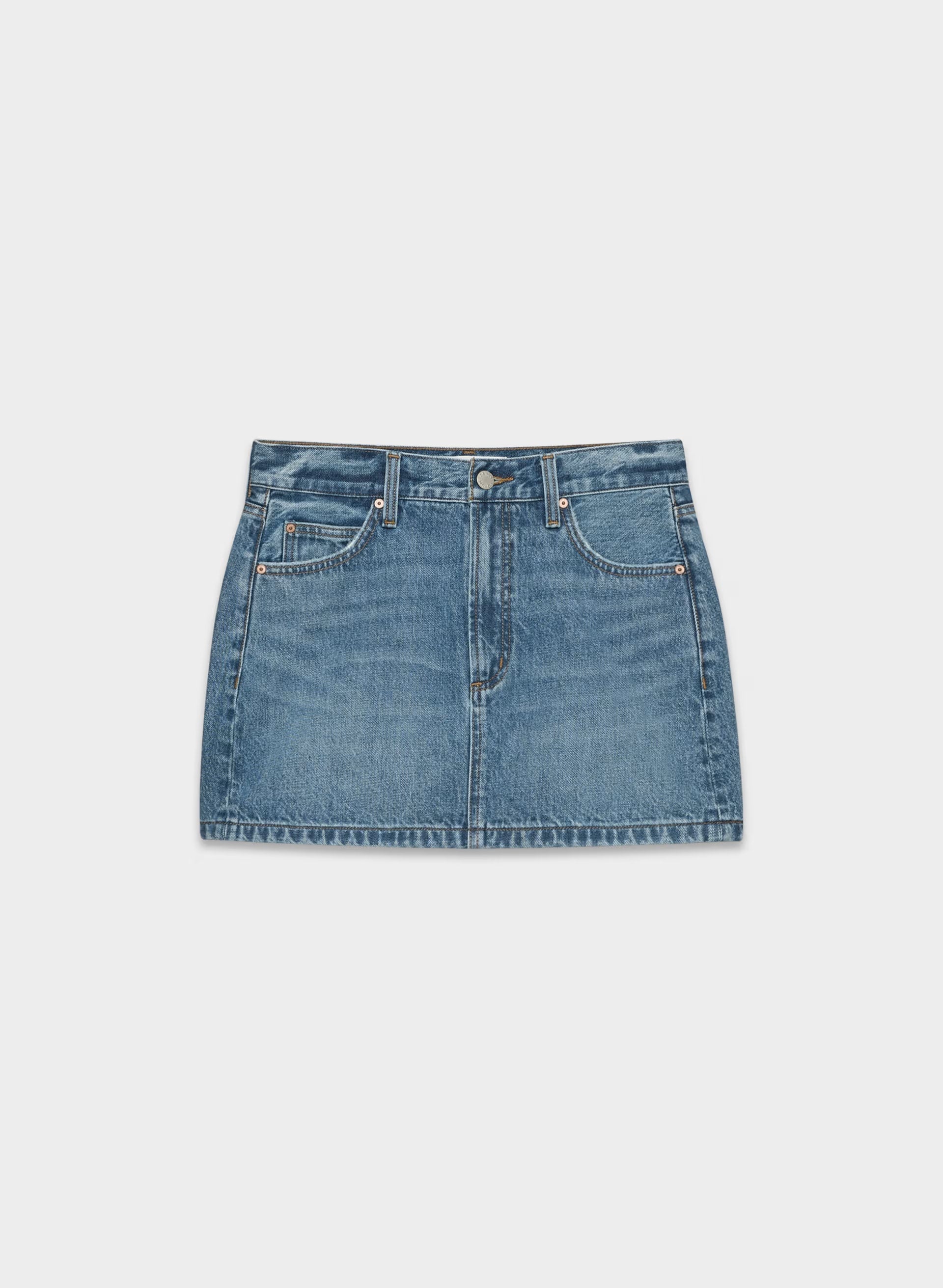 Denim Forum The ‘90s Ricci Micro Denim Skirt - 5 YRS KISS N TELL BLEU