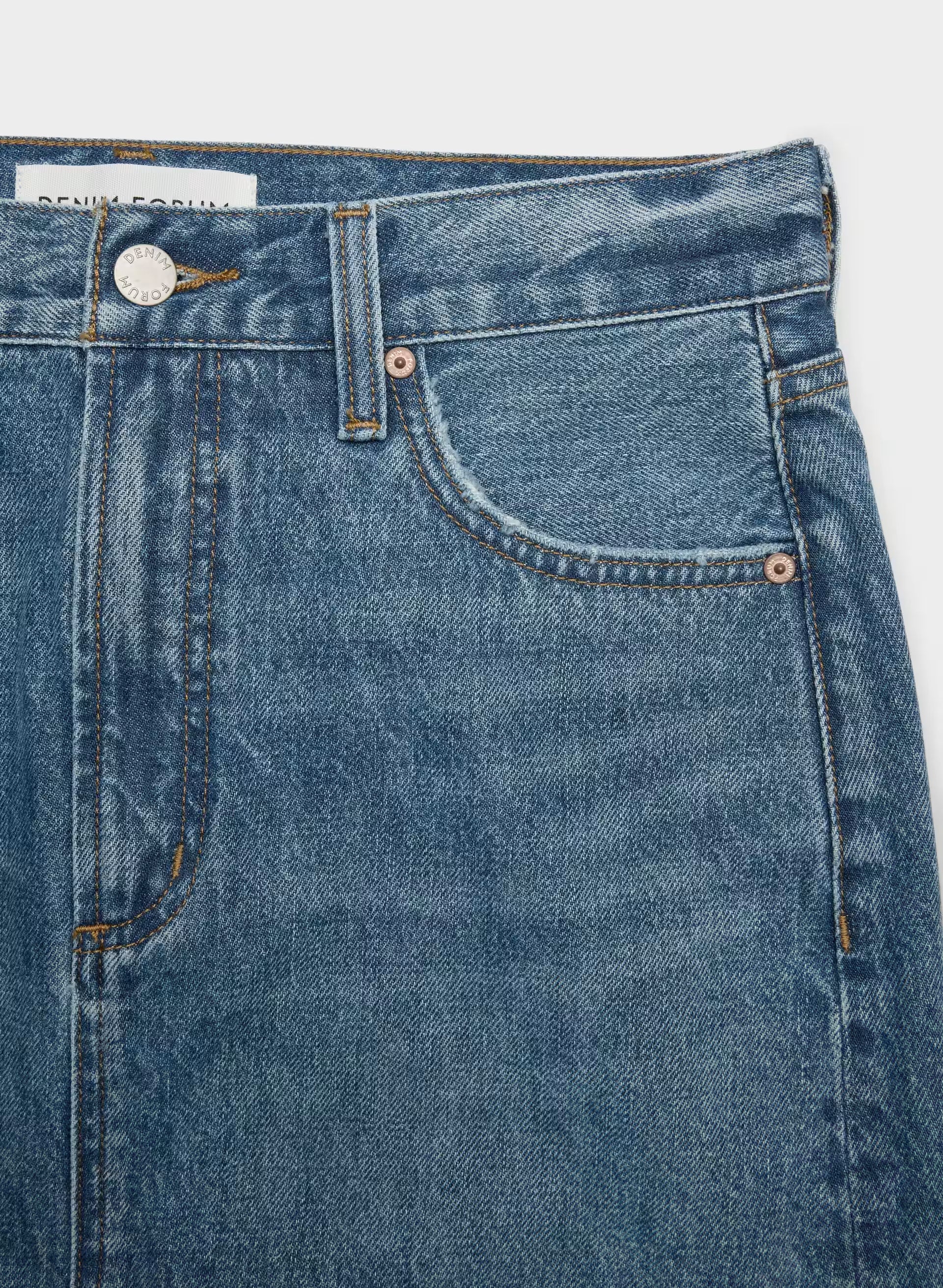 Denim Forum The ‘90s Ricci Micro Denim Skirt - 5 YRS KISS N TELL BLEU