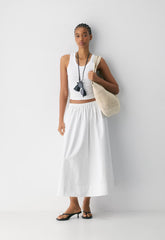 Luminary Poplin Skirt - BRIGHT WHITE