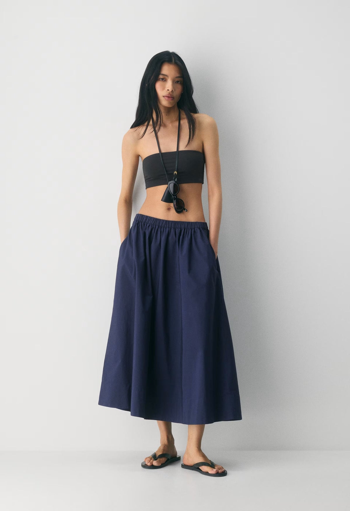 Luminary Poplin Skirt - HARBOUR NAVY