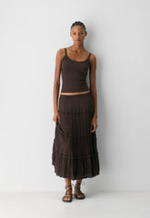 Damasque Skirt - RICH MOCHA BROWN