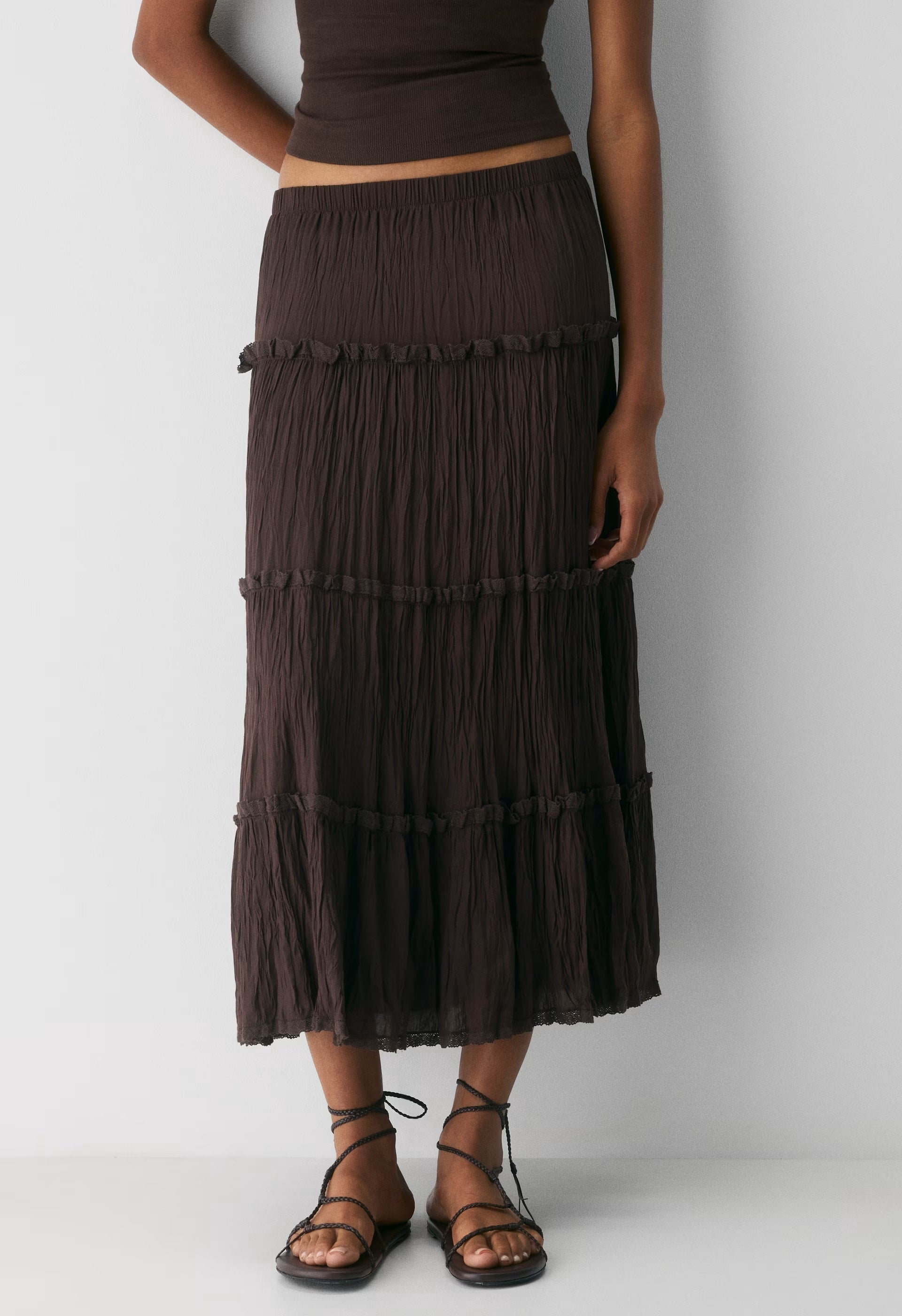 Damasque Skirt - RICH MOCHA BROWN