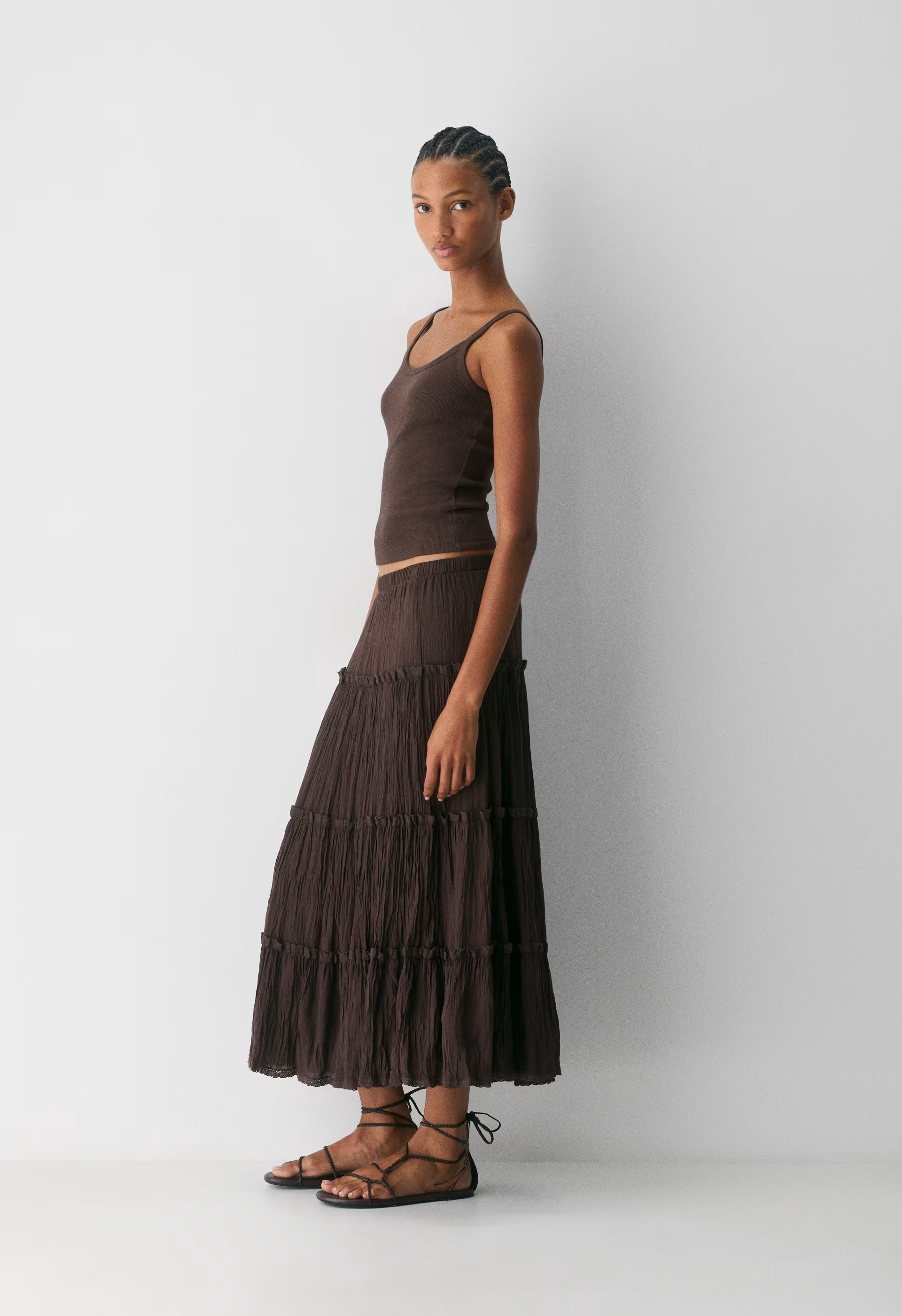 Damasque Skirt - RICH MOCHA BROWN