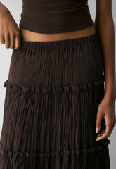 Damasque Skirt - RICH MOCHA BROWN