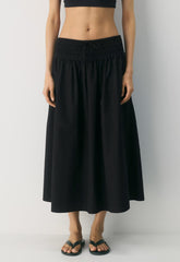 Vetiver Poplin Skirt - BLACK