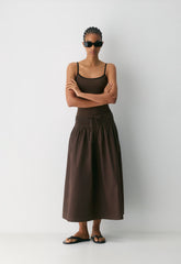 Vetiver Poplin Skirt - RICH MOCHA BROWN