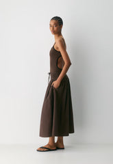 Vetiver Poplin Skirt - RICH MOCHA BROWN