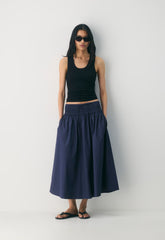 Vetiver Poplin Skirt - HARBOUR NAVY