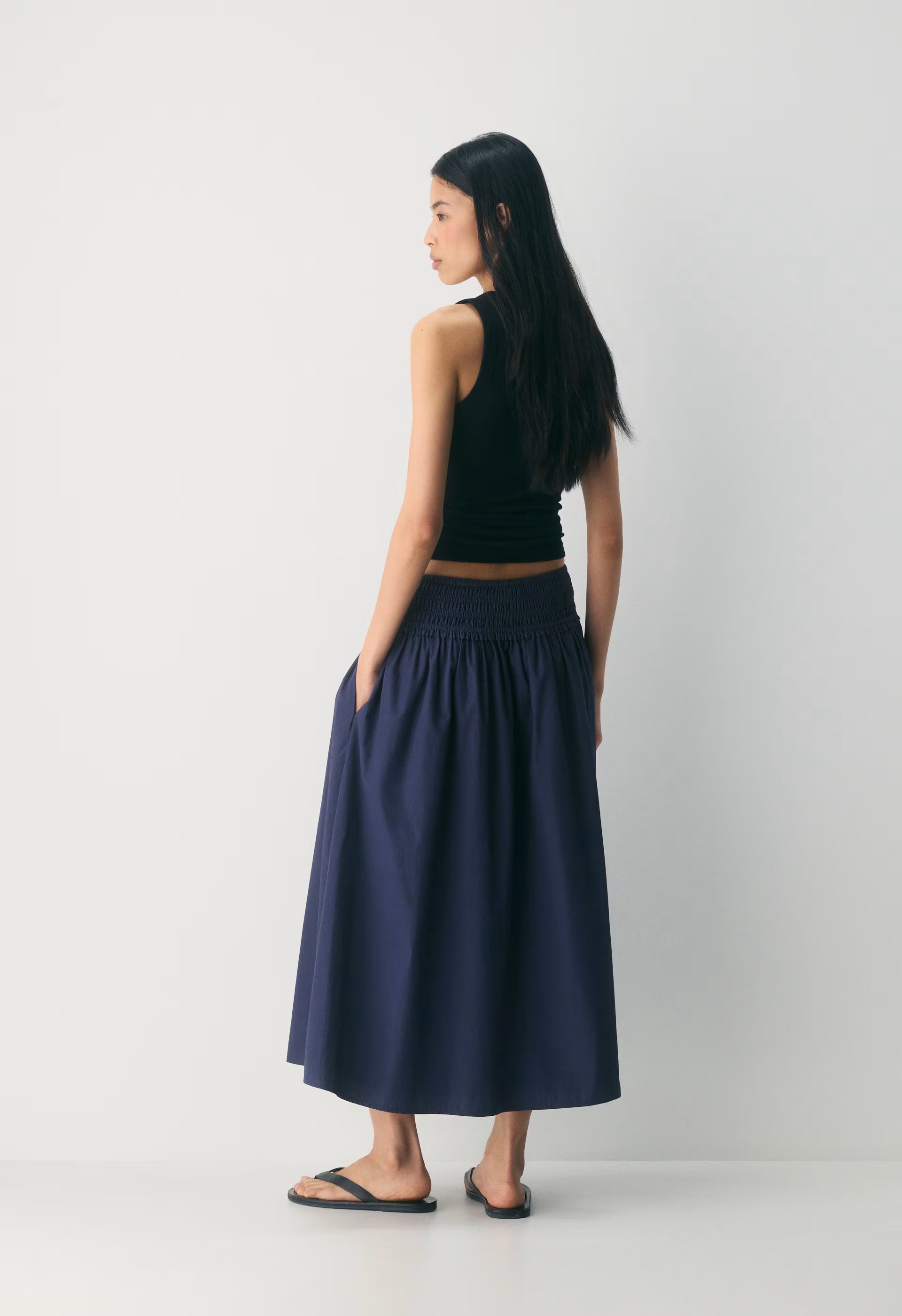 Vetiver Poplin Skirt - HARBOUR NAVY