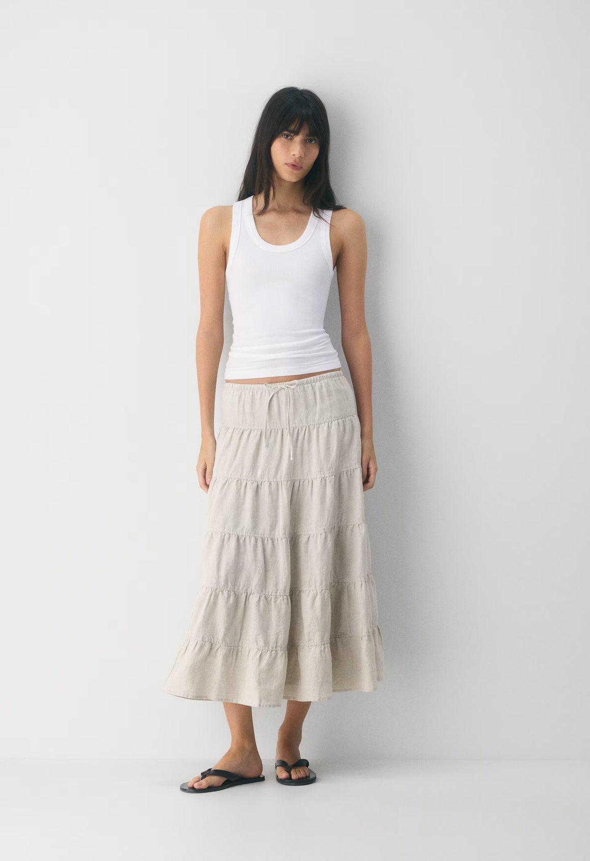 Bouquet Linen Skirt - UNDYED ECRU