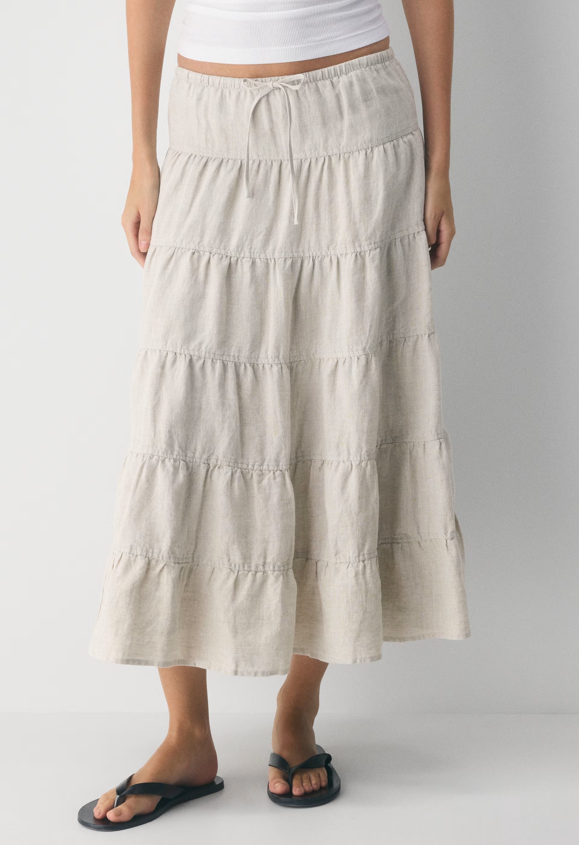 Bouquet Linen Skirt - UNDYED ECRU