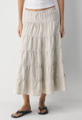 Bouquet Linen Skirt - UNDYED ECRU