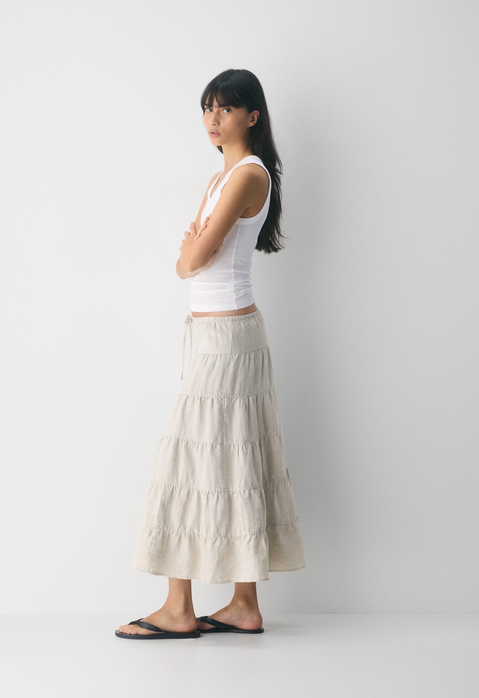 Bouquet Linen Skirt - UNDYED ECRU