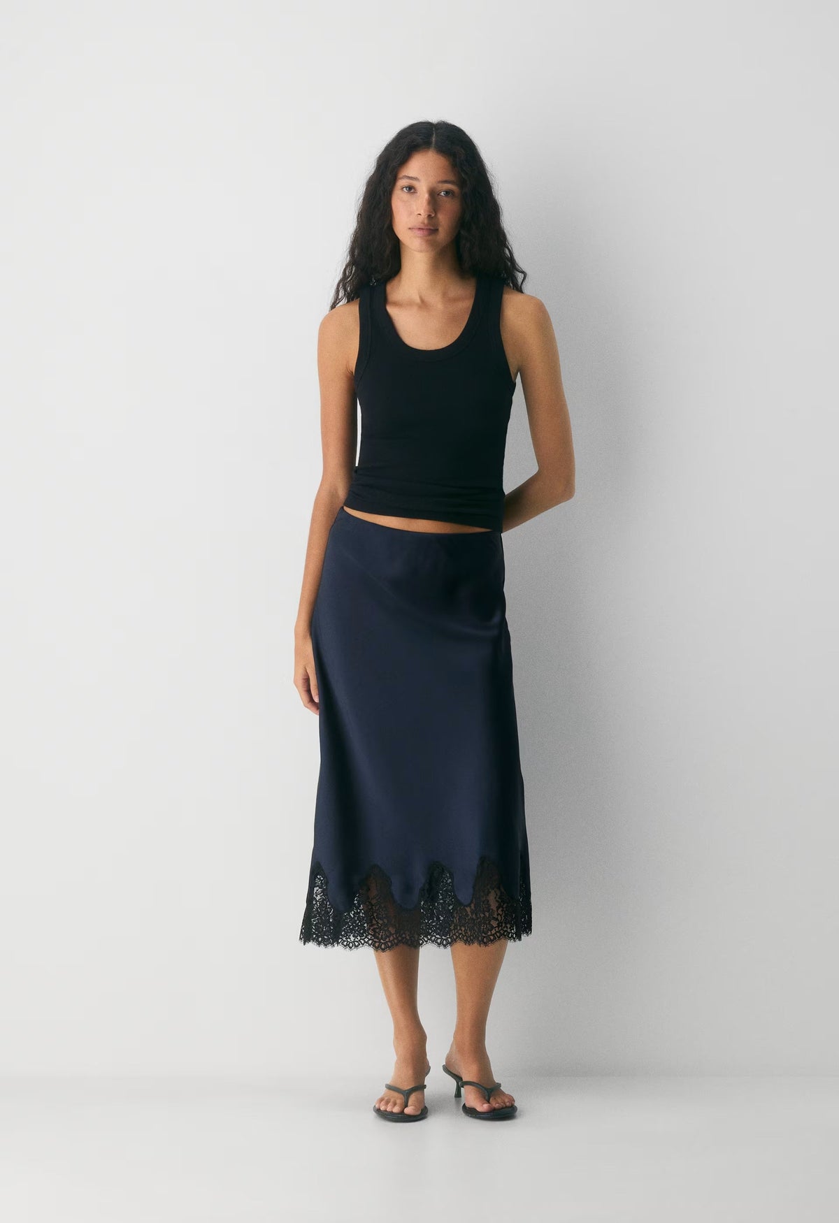 Henrietta Satin Skirt - ADMIRAL/BLACK