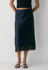 Henrietta Satin Skirt - ADMIRAL/BLACK