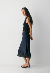 Henrietta Satin Skirt - ADMIRAL/BLACK