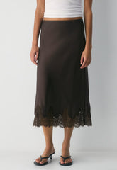 Henrietta Satin Skirt - RC MCH BR/ RCH MCH BRN