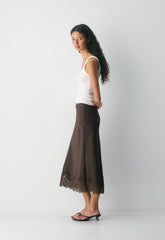 Henrietta Satin Skirt - RC MCH BR/ RCH MCH BRN