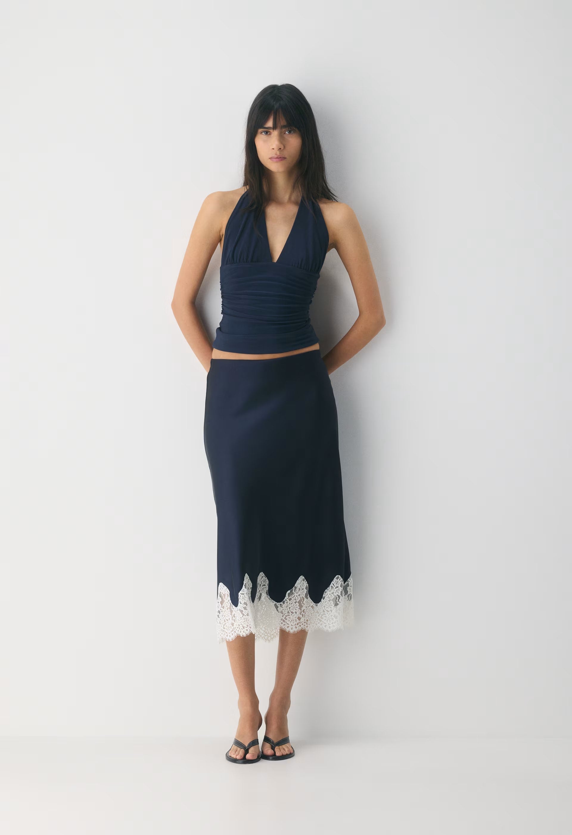 Henrietta Satin Skirt - BLK/SPRKLNG CHMPGN