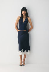 Henrietta Satin Skirt - ADMIRAL/ LIGHT BIRCH