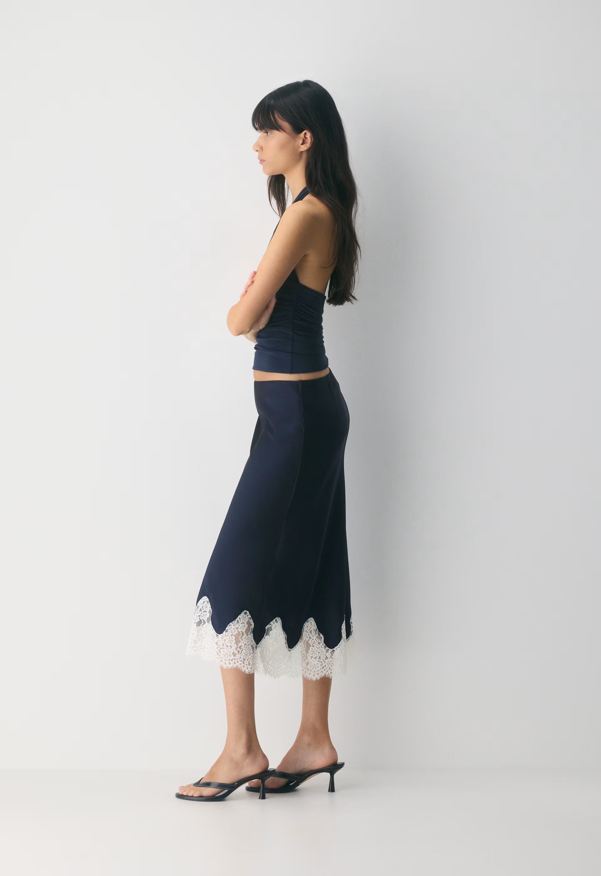Henrietta Satin Skirt - ADMIRAL/ LIGHT BIRCH