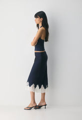Henrietta Satin Skirt - ADMIRAL/ LIGHT BIRCH