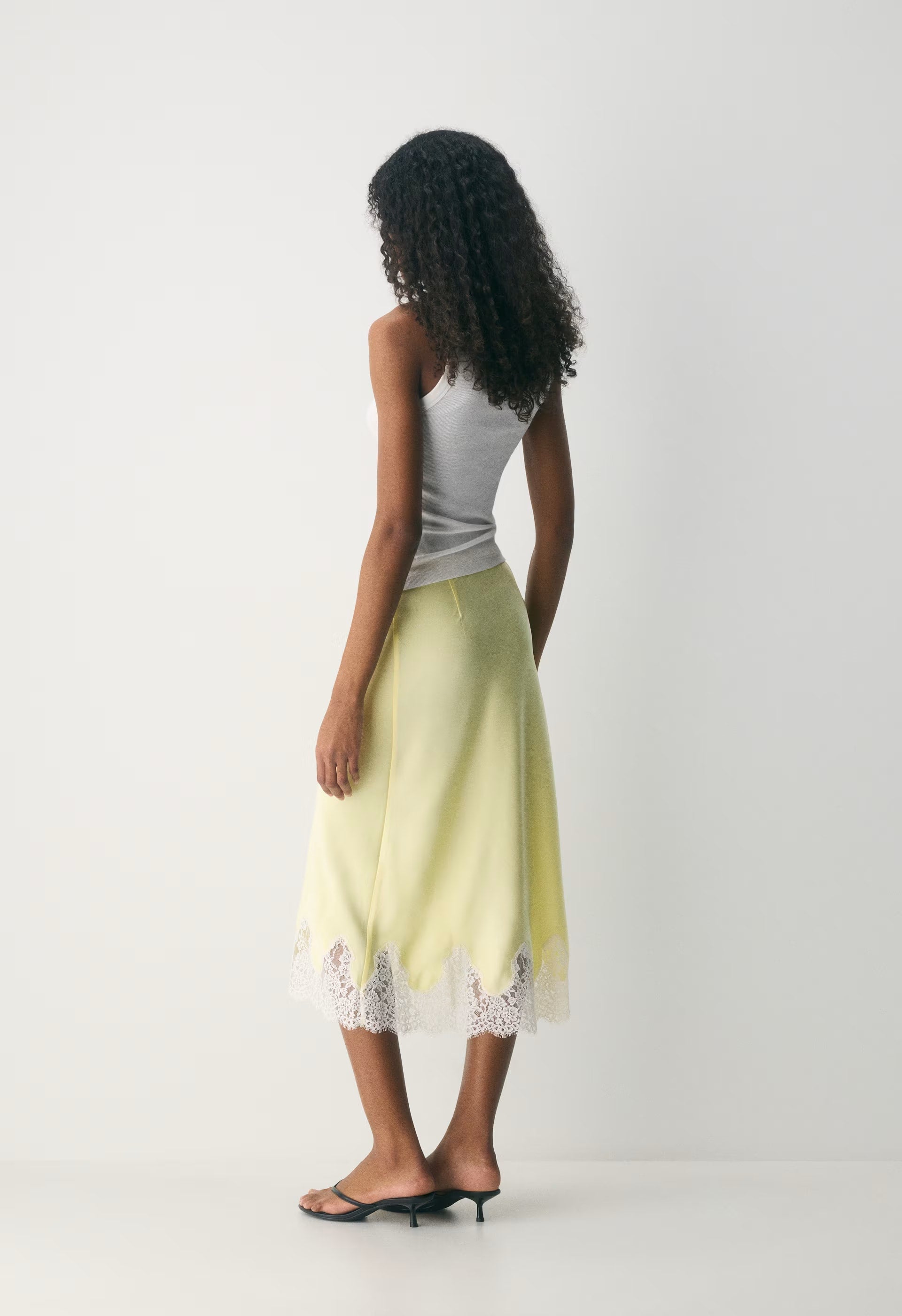 Henrietta Satin Skirt - LEMONADE/LIGHT BIRCH