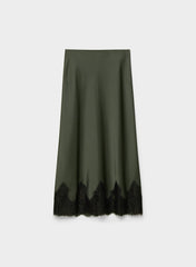 Henrietta Satin Skirt - FLINT GRN/BLCK